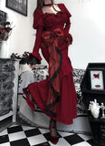 Niulatu Mermaid Sweetheart Lolita Dress Christmas Dress Burgundy Birthday Dresses SD1131