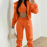 2025 Women's Clothing Fashion Casual Plus Velvet Hoodie Three-Piece Set Women's Winter HZ0108