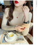 Half-High Collar One-Piece Velvet Bottom Shirt For Women With Autumn And Winter New Plus-Thick Sweater Knitted Cotton Jersey HZ0108