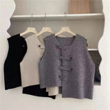 Spring And Autumn Outside The Stacked Cardigan Shoulder Temperament Literary Style Small Design Irregular Knitting Vest Vest Woman HZ0108