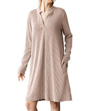 Autumn/Winter 2025 New Lady V-Neck Long Sleeves Loose Dress HZ0108