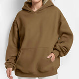 2025 Spring Coat Tunic Temperament Commuting Loose Solid Hooded Pocket Fashion Hooded Hoodie Woman HZ0108