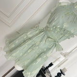 Sweet A Line Halter Green Floral Summer Short Women Summer Holiday Dresses HZ1214