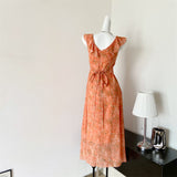 Sexy A line Jewel Summer Orange Chiffon Dress Holiday Party Outfits For Women HZ1214