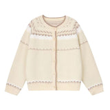 Korean Version Of The Small Fragrant Style Shoulder Sleeve Sweater Women's 2025 Autumn And Winter Women's Striped Single Buckle Knitted Open Shirt Jacket HZ0108