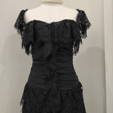 Niulatu Sheath Square Neckline Lace Black Holiday Dress Birthday Dresses Birthday Outfits SD1246