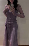 Niulatu Sheath Off The Shoulder Grape Lace Beach Dress Women's Vacation Dresses Birthday Dress SD1179