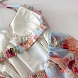 Sweet A Line Halter Pink Floral Summer Short Women Dresses HZ1214