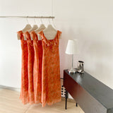 Sexy A line Jewel Summer Orange Chiffon Dress Holiday Party Outfits For Women HZ1214