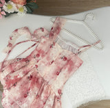 Sweet A Line Straps Pink Floral Summer Short Dresses HZ1214