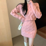 Autumn/Winter 2025 Sweater Women's Set Temperament With Knitted Shirts And Hips Skirt Fashion Two-Piece HZ0108