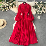 Niulatu A line Scoop Long Sleeves Red Holiday Dresses Women's Dress SD1286
