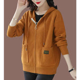 Hooded Sweater Cardigan Jacket Women's Autumn Dress 2025 New Korean Version Of Fashion Zipper With Hat Knitted Shirt Top HZ0108