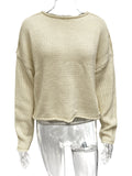 Autumn Explosion Of Women's Long-Sleeved Knit Round Collar Collar Cover Solid Color Top Sweater HZ0108