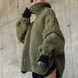 Sweater Coarse Knitted Sweater Knitted Women's Fluffy Long-Sleeved Turtleneck Sweater HZ0108