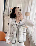 French Small Fragrant Breeze Vest Women's Knitted Jacket 2025 Spring And Autumn New Women's Marinade Velvet Horse Vest Outside HZ0108