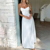Spring 2025 New Women's Temperament Elegant Solid Color Sling A Dress Dress Dress HZ0108