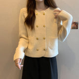 Small Fragrant French Retro Double-Bronched Sweater Coat Women's Spring And Autumn High-End Famous Temperament Knitted Cardigan Women's Clothing HZ0108