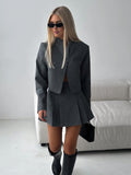In The Early Spring Of 2025, The New High-End Collar Cardigan Suit Women's Spring High-Waisted 100-Folded Skirt Wears A Complete Set HZ0108