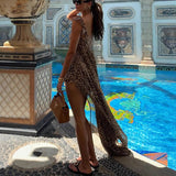 Niulatu 2025 New Chiffon Printed Suspension Dress INS Vacation Loose Leopard Two-Sleeve Woman SPCP