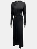 New Solid Color Temperament Fashion Fashion Button Metal Decorative Long-Sleeved Waist Mesh Dress In Autumn 2025 HZ0108