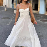 2025 Autumn Dress New Women's Temperament Elegant Fashion Pure Color High-Rise Sling Dress HZ0108