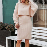 Hot Knitted Dress Two Sets Of 2025 Autumn And Winter 2025 New Solid Dress Women Sweater HZ0108
