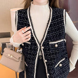 French Small Fragrant Breeze Vest Women's Knitted Jacket 2025 Spring And Autumn New Women's Marinade Velvet Horse Vest Outside HZ0108