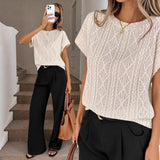 2026 Tiktok Summer New Lady Casual Round Neck Wtf Blouse T-Shirt HZ0108