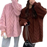 Vintage Mahjong Sweater Women's Autumn And Winter 2025 Women's Loose Lazy Style Long Soft Knitted Shirt HZ0108