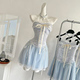 Sexy A line Halter Blue Min Summer Dress Holiday Party Homecoming Dress Birthday Outfits For Teens HZ1214