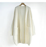 2025 Autumn And Winter Women's Version Of The Korean Version Of The Solid Color Lazy Wind Pit Long Knitted Lantern Sleeve Sweater Women's Coat Tide HZ0108