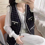 French Small Fragrant Breeze Vest Women's Knitted Jacket 2025 Spring And Autumn New Women's Marinade Velvet Horse Vest Outside HZ0108