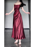 Niulatu Sheath Spaghetti Straps Christmas Dress Burgundy Prom Dresses Birthday Outfits SD1167