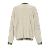 Bat Sleeve Knitted Sweater Coat Autumn And Winter Solid Embroidered Women's Single Row Buckle Long Sleeve Open Shirt HZ0108