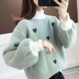 Women's Sweater Women's Autumn And Winter 2025 Loose Lazy Half-High Collar Hooded Thick Knitted Bottom Shirt Top HZ0108