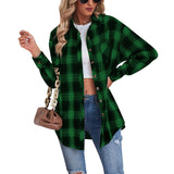 2025 Women's Top Autumn And Winter New Collar Long Sleeves Loose Casual Plaid Shirt HZ0108