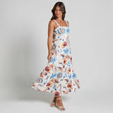 Niulatu 2025 New Printed Suspension Sling Dress INS Casual Loose Vacation Dress SPCP