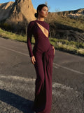 Autumn 2025 New Women's Solid-Colored Long-Sleeved Sexy Hollow Bag Hip Dress With Temperament Dress HZ0108