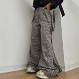 Loose Leopard-Print Trousers Women's Autumn And Winter Design Retro Print Striped Trousers HZ0108