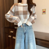 Gentle Lattice Lattice Short Jacket Bottom Sweater In Autumn And Winter New Knitted Knitted Collar Top HZ0108