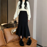 Height Waist Fishtail Skirt Women Autumn And Winter Korean Version 2025 New Thin Long Knitted Temperament A-Word Half-Body Skirt HZ0108