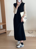 French Autumn And Winter Women's High-End Sweater Coat Women's Vest Vest Skirt Loose Long Knitwear Dress HZ0108
