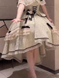 Pretty High Low Square Neck Lace Summer 18th Birthday Dress Lolita Dress Birthday Outfits HZ1214