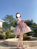 Vintage Ball Gown Pink Short Mini Summer 18th Birthday Dress Lolita Dress Birthday Outfits HZ1214