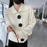 Lazy Fashion Women's Pure Color Autumn And Winter New 2025 Collar Buckle Design Knitted Open Shirt Popular Coat HZ0108