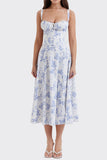 2025 Summer New Women's Collar Bubble Sleeve With Commute Sexy Floral Dress HZ0108