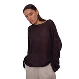 Slave Knitted Jersey 2025 Spring And Summer New Female Perspective Thin Round Collar Horn Sleeve Knit T-Shirt HZ0108