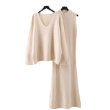 Knitted Sleeveless Dress Set Women's Autumn And Winter 2025 New Loose V-Neck Sweater Knitted Two Sets HZ0108