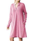 Autumn/Winter 2025 New Lady V-Neck Long Sleeves Loose Dress HZ0108